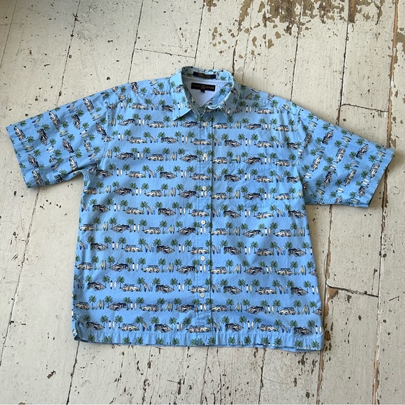 Tommy Hilfiger Hawaiian Surf Board Novelty Print Button Down Shirt - Picture 2 of 13